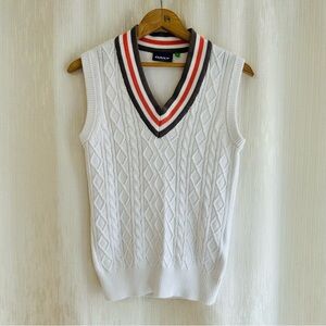Vintage cable knit cricket style sports vest